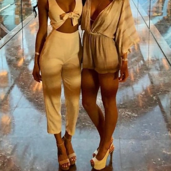 House of CB crème crepe knot fronted jumpsuit - Picture 2 of 2